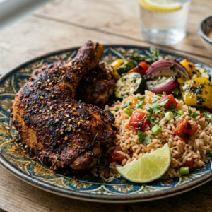 Cajun Chicken mit Tomaten - Limettenreis