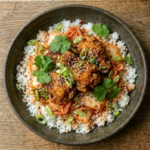 Korean Fried Chicken mit Kimchi