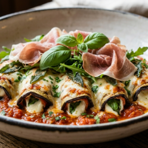 Auberginen Involtini mit Parmaschinken ( auch ohne Schinken)