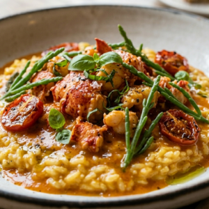 Safranrisotto mit Langusten Ragout