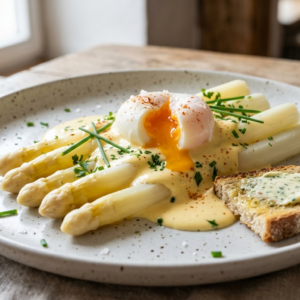 Weisser Spargel mit Holunder Hollandaise