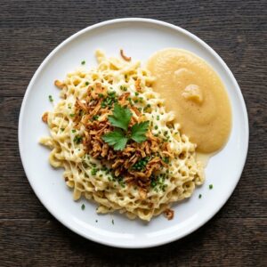 Käsespätzli mit Apfelmus