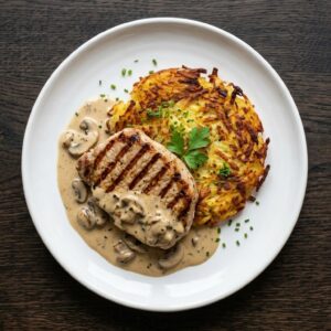 Schweinerückensteak mit Pilzrahmsauce